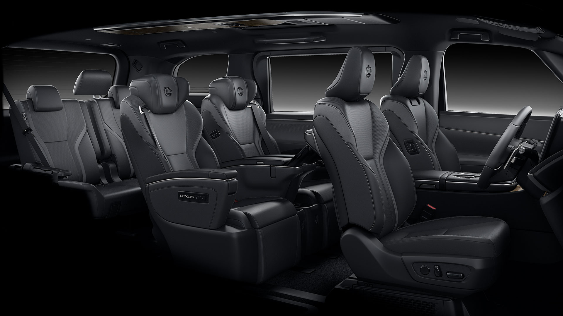 The 7 seat interior of the Lexus LM 350h